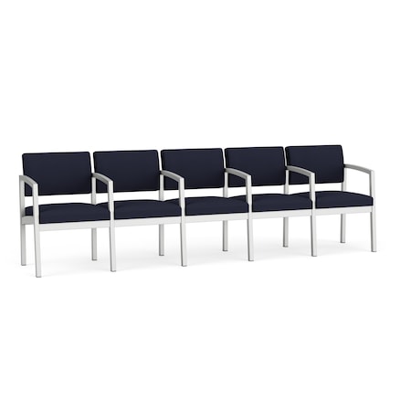 Lesro Lenox Steel 5 Seater with Center Arms, Navy/Midnight Seat, Navy/Midnight Back, 106.5 W 24.5 L 32 H LS5103